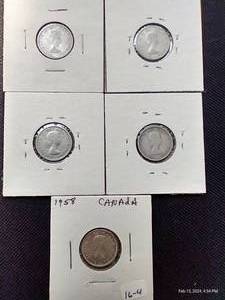 (5) Silver Canadian Dimes