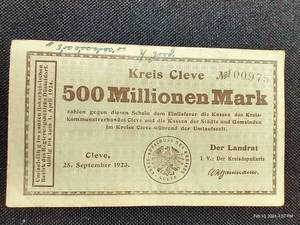1923 Germany 500 Million Mark Hyperinflation Note