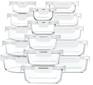 lot 214 image: MCIRCO 30 Pieces Glass Food Storage Containers with Upgraded Snap Locking Lids