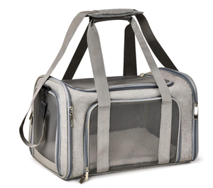 lot 215 image: Dog Carrier Soft Sided, Collapsible Travel Puppy Carrier - Large - Grey