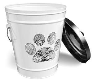 lot 218 image: Amici Home Zentangle Pet Paw Canister  Pet Food Storage Container with Lid