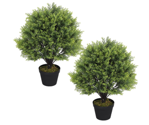 lot 221 image: The Bloom Times 2ft Artificial Topiary Ball Trees Outdoor 2 Pack 24 Inch Tall