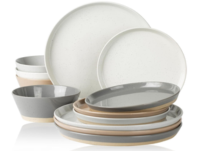 lot 226 image: Famiware Saturn Dinnerware Sets, 12 Piece Dish Set, Plates and Bowls Sets for 4, Multi-color