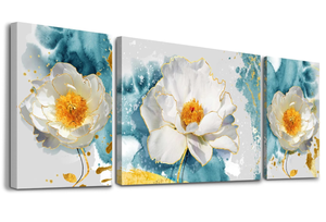 lot 227 image: SERIMINO Peony Flower Canva Wall Art for Living Room