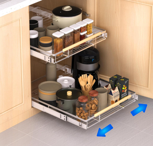 lot 230 image: KIKIBRO Pull Out Drawer Cabinet Organizer, Opening Size Required 1728, 2 Pack