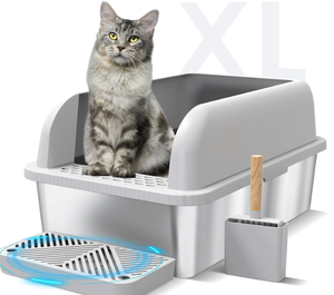 lot 233 image: Enclosed Stainless Steel Cat Litter Box with Lid