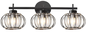 lot 139 image: YHTlaeh Modern Crystal Vanity Light 3-Lights for Bathroom Matte Black Crystal Bath Wall Light Fixtures