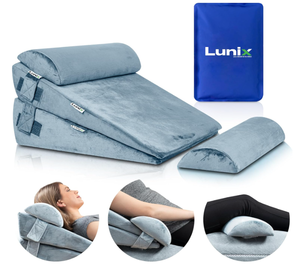 lot 140 image: Lunix 4pcs Orthopedic Bed Wedge Pillow Set, Post Surgery Memory Foam