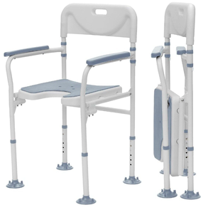 lot 260 image: GREY ELENKER Folding Shower Chair Heavy Duty Bath Safety Seat with Soft EVA Cushion
