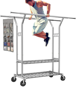 lot 269 image: HYSEYY Heavy Duty Clothes Rack, Rolling Clothing Rack With Shelves Load 620 LBS