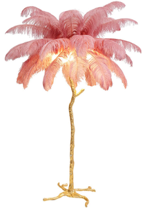lot 306 image: Natural Ostrich Feather Floor Lamp, Modern LED Dimmable Standing Lamp