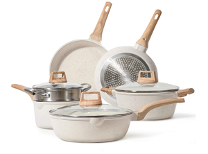lot 307 image: CAROTE Pots and Pans Set Nonstick (Does not have Spatula), 10 Pcs Non Stick Cooking Set