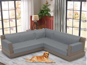 lot 411 image: Corner Sectional Couch Covers 3-Piece  (Dark Gray)