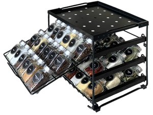 lot 431 image: Artibear Spice Rack Organizer with Mesh Drawer for Kitchen Cabinet, Matte Black