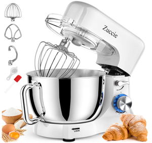 lot 436 image: Stand Mixer, Zuccie 4.8QT Kitchen Electric Stand Mixer, with Dough Hook, Wire Whip & Beater, White