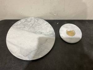 lot 370 image: EVERBBKING 12 Marble Lazy Susan Turntable Rotating Serving Plate Organizer