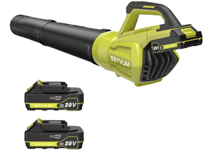 lot 367 image: SEYVUM Leaf Blower Cordless, 500CFM 20V Electric Leaf Blower for Lawn Care with 2 X 2.0Ah Battery and Charger