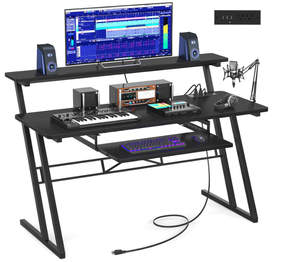 lot 378 image: Armocity 47 Music Studio Desk with Power Outlet