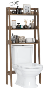 lot 399 image: UTEX 3-Shelf Bathroom Organizer Over The Toilet, Bathroom Spacesaver (Wood Grain)