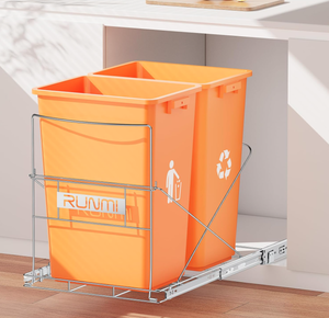 lot 461 image: Double 37 Quart Pull Out Trash Can Under Cabinet, Under Sink Trash Can Rack