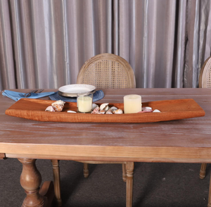 lot 466 image: Long Wood Dough Bowl for Decor Rustic Wood
