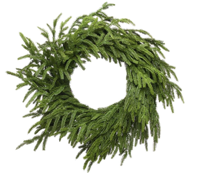lot 496 image: 24 Inch Green Wreaths for Front Door Real Touch Norfolk Pine Wreath for Spring Summer