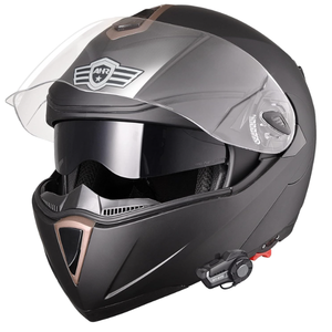 lot 474 image: AHR Run Full Face Motorcycle Helmet Flip Up Modular Helmet Dual Visors DOT Approved, size SMALL