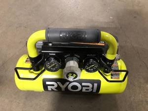 lot 4 image: RYOBI ONE 1 Gal. 120 PSI Portable 18V Horizontal Air Compressor ( 0.5 CFM at 90 PSI )   Customer Returns See Pictures