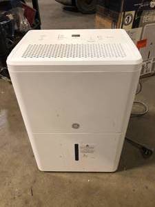 lot 7 image: GE 22 pt. Dehumidifier with Smart Dry for Bedroom, Basement or Damp Rooms up to 1500 sq. ft. in White  Customer Returns See Pictures