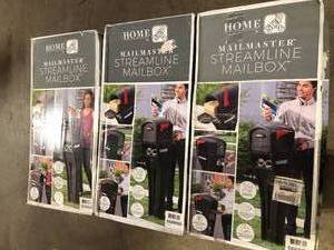 lot 19 image: Lot of Step2 Mail Master Streamline Black OverPost Mounted Plastic Mailbox  Customer Returns See Pictures