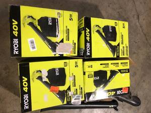 lot 27 image: Lot of 4 RYOBI 40V Vac Attack Cordless Battery Leaf VacuumMulcher (Tool Only) Customer Returns See Pictures