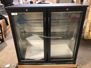 lot 37 image: Koolmore 35 in. W 7.4 cu. ft. 2-Glass Door Counter Height Back Bar Cooler Refrigerator with LED Lighting in Black Customer Returns See Pictures