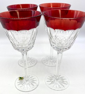 WATERFORD Red-Rimmed Crystal Goblets - QTY 4