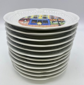 Vintage PHILIPPE DESHOULIERE French Porcelain AppetizerDessert Plates - 2 Each of 6 Designs