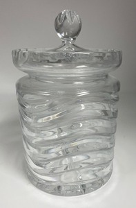 Cut Crystal Jar With Lid and NIB Pewter Frame