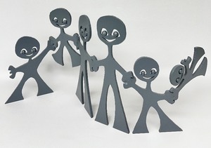 Original Artisan Metal Work Family at Play - Unsigned