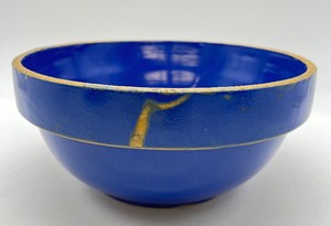 Vintage Blue Stoneware Bowl 10.5 - #2