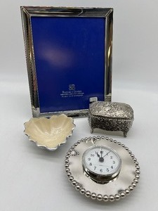 Assorted Silver Vanity Piece including Vintage Jewelry Casket and New Julia Knight Trinket Dish