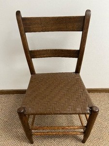 Vintage Wooden Chair with Woven Seat
