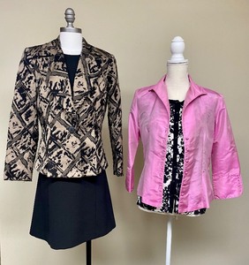Spring Fling Bundle - Timeless Black Dress by Theory, Hot Pink Marisa Baratelli JacketBlouse, Lafayette 148 Blazer and Charter Club Button Down Floral Cardigan