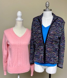 Sporty Vintage Womens Clothing Trio - St. Johns Cardigan   Sport Haley Sweater  Ralph Lauren Golf Sweater
