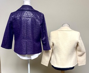 Chicos Purple Blazer, Linda AllardEllen Tracy Cream Wool Blazer, Charter Club Cashmere Sweater, Wolford Black Tee, NWT Zeagoo Sleeveless White Blouse