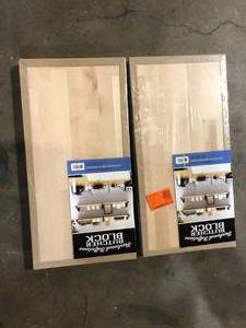 Lot of 2 HARDWOOD REFLECTIONS Solid Wood Butcher Block Shelf 24 in. W X 12 in. D X 1.5 in. H in Unfinished Birch  Customer Returns See Pictures