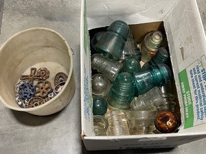 lot 99 image: Glass Insulators and Water Spigot Handles