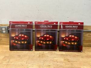 lot 63 image: Lot of 3- Lighted Truck IndoorOutdoor Decorations