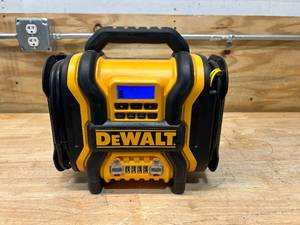 lot 111 image: DEWALT 1600 Peak Amp Automotive Jump Starter, Portable Power  Four 15W USB Ports, 500-Watt Inverter,120 PSI Air Compressor