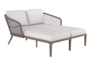 lot 2 image: ALLEN  ROTH Wicker Outdoor Loveseat with White Cushion(S) and Aluminum Frame (Retails for $698)