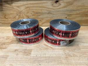 lot 108 image: EMPIRE LEVEL Lot of 4 Rolls of- 31-107 Magnatec Premium Detectable Underground Tape, Caution Electric Line Below, 3-Inch by 1000-Feet, Red