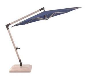 lot 20 image: ALLEN  ROTH 11-ft Commercial Navy Slide-tilt Offset Patio Umbrella with Base (Retails for $898)
