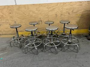 lot 125 image: Lot of 7- Heavy Duty Steel Height Adjustable Stools